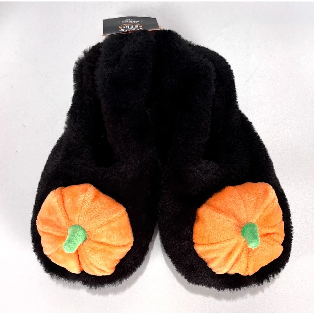 NWT Halloween Pumpkin Slippers Gripers Womens S/M 5/7 Socks Child 5 6 7
